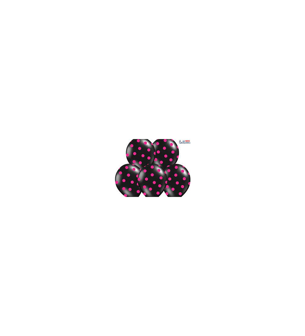 Latexové balónky černé s růžovými puntíky