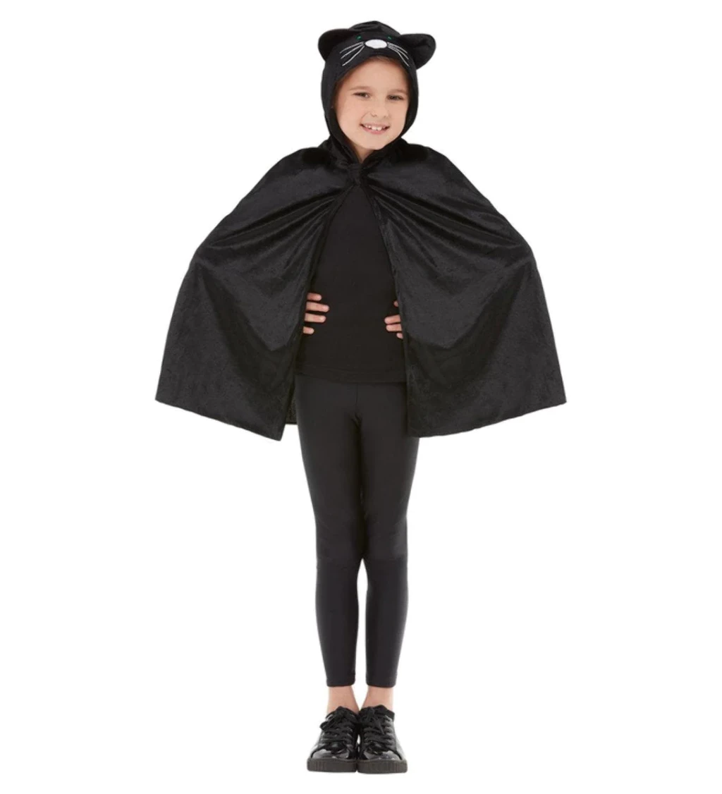 Dětský černý plášť Kočka