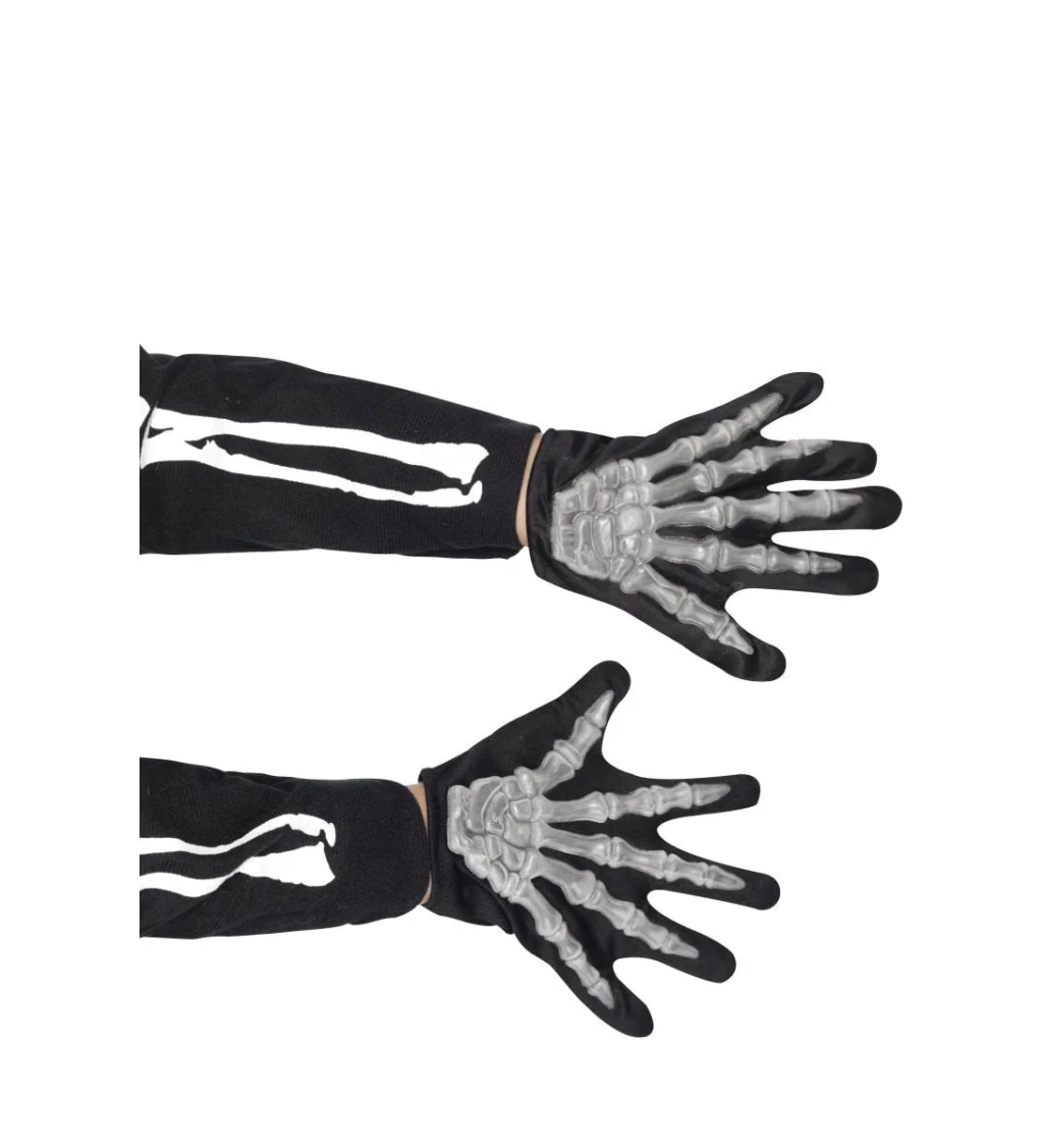 Dětské černé rukavice kostlivec
