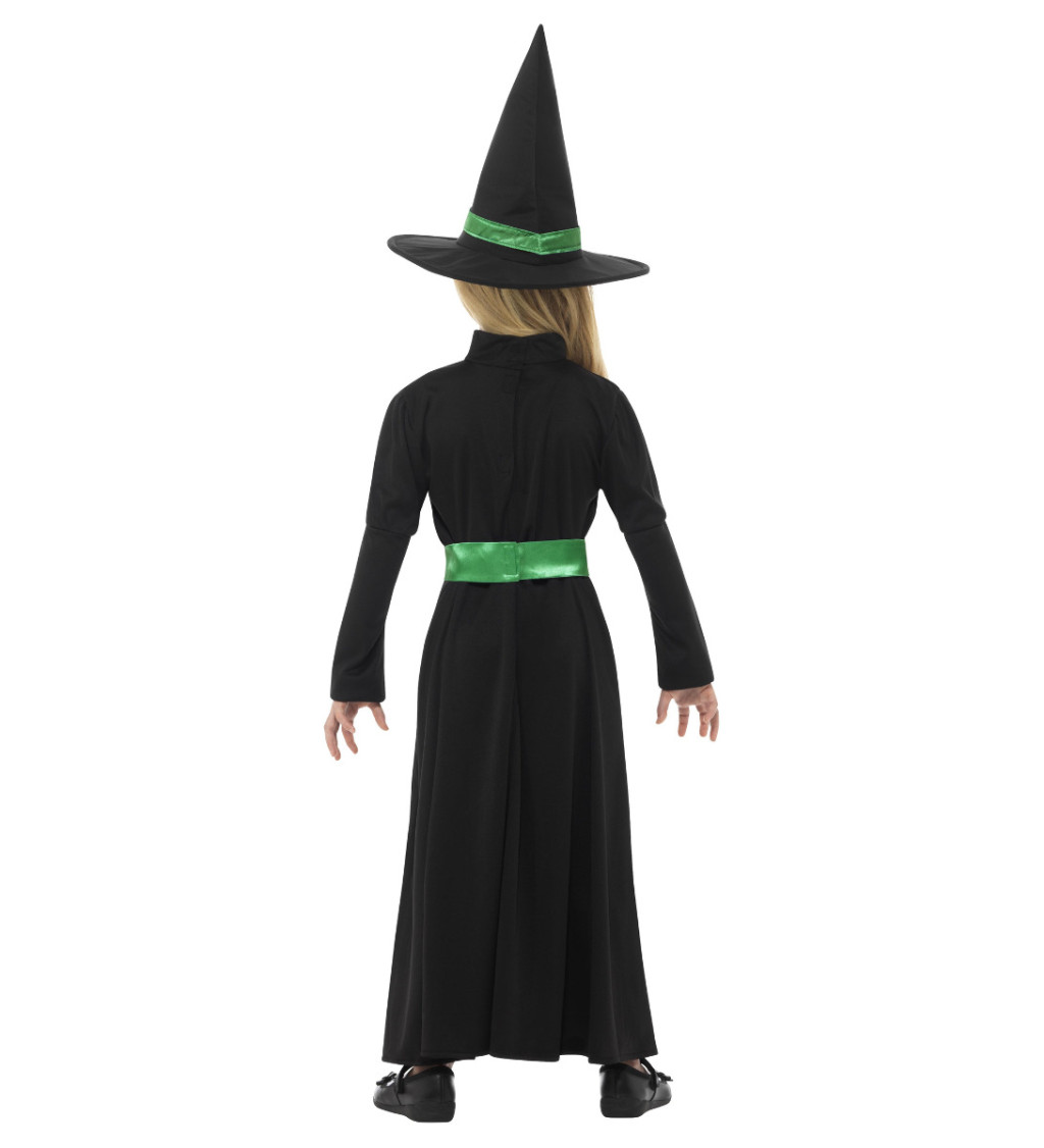 Dětský halloweenský kostým - zelená čarodějka
