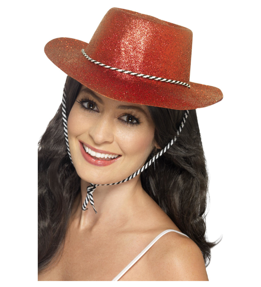Kovbojský klobouk s červenými glittry