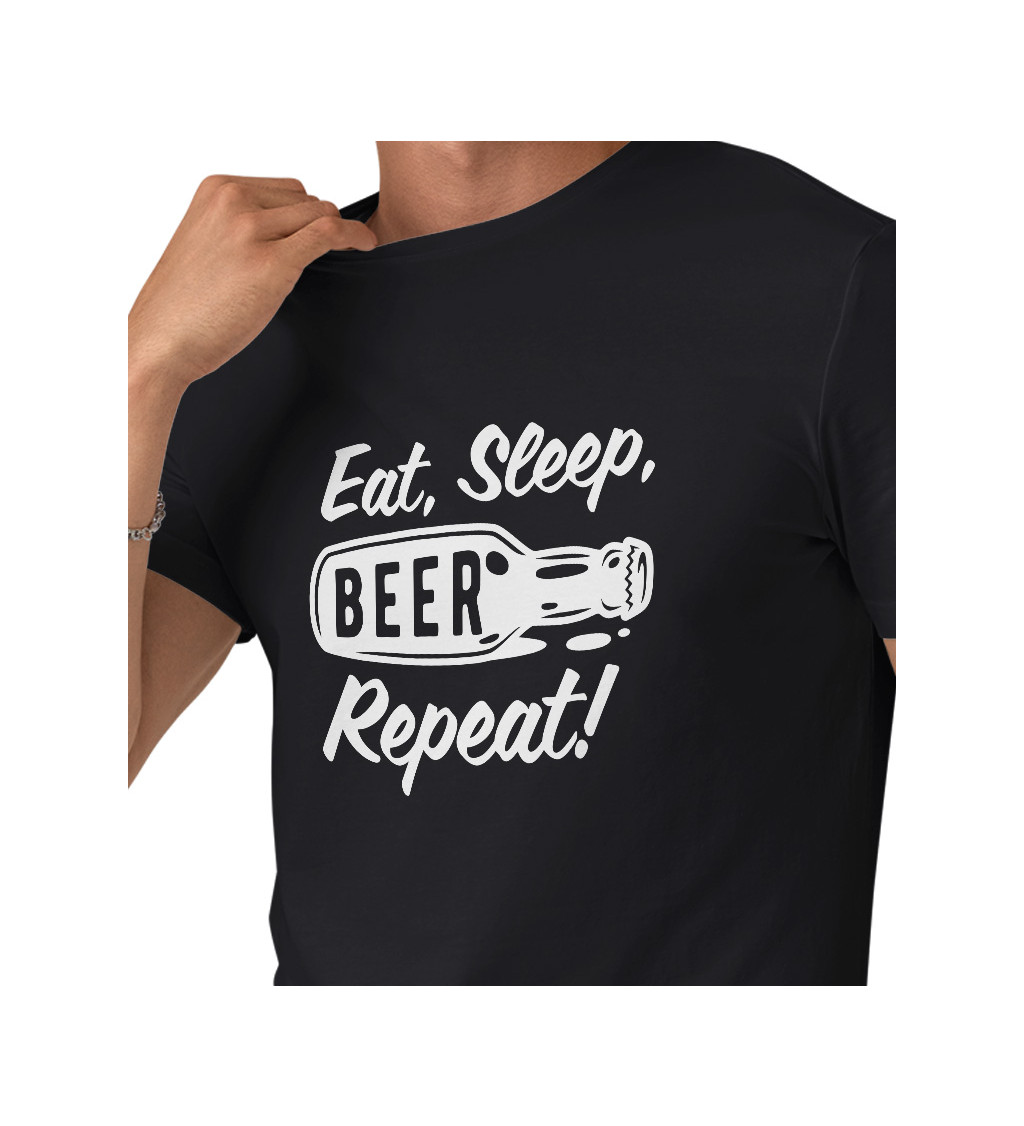 Pánské triko - Eat sleep beer repeat, láhev