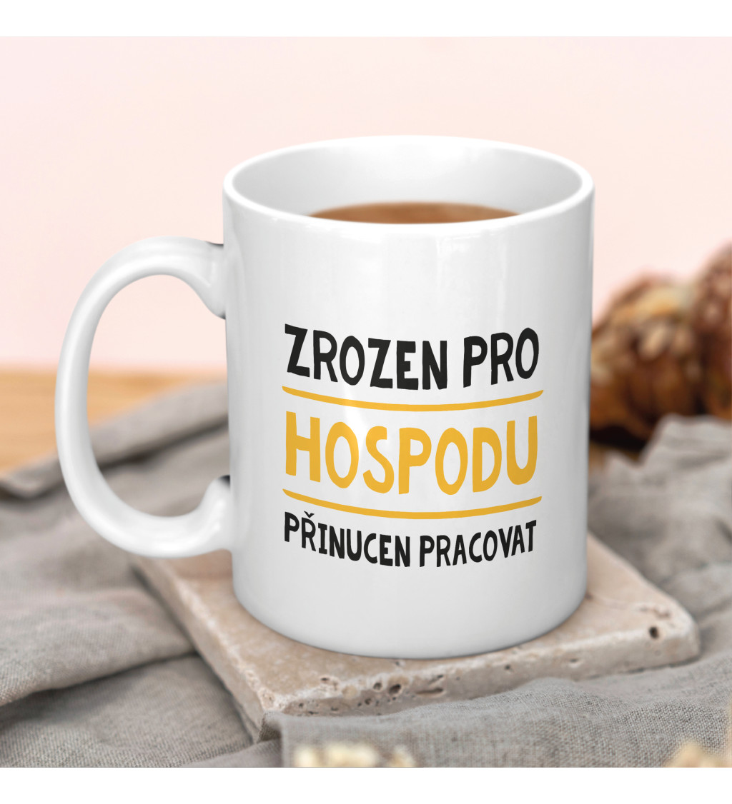 Hrnek s nápisem Zrozen pro hospodu