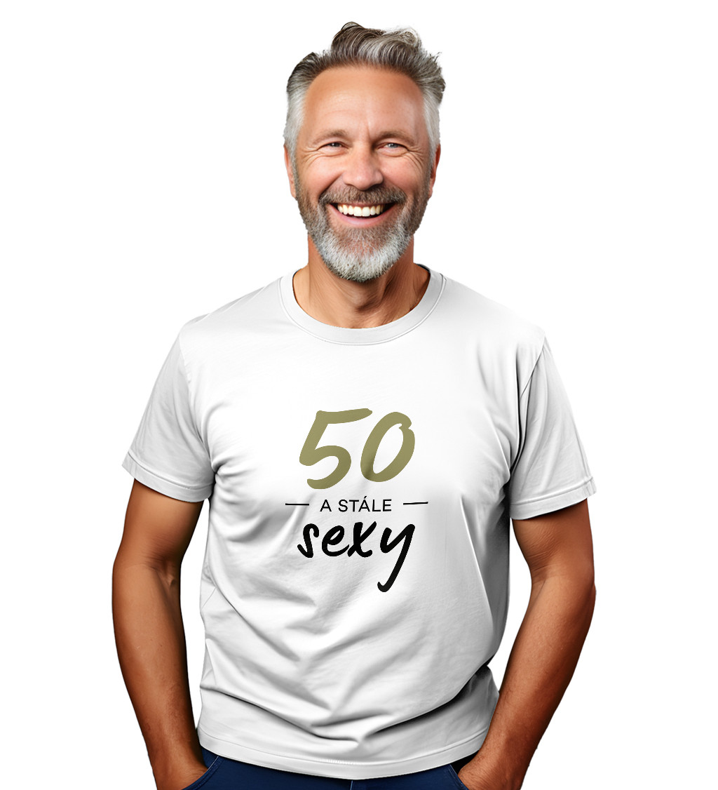 Pánské tričko bílé - 50 a stále sexy