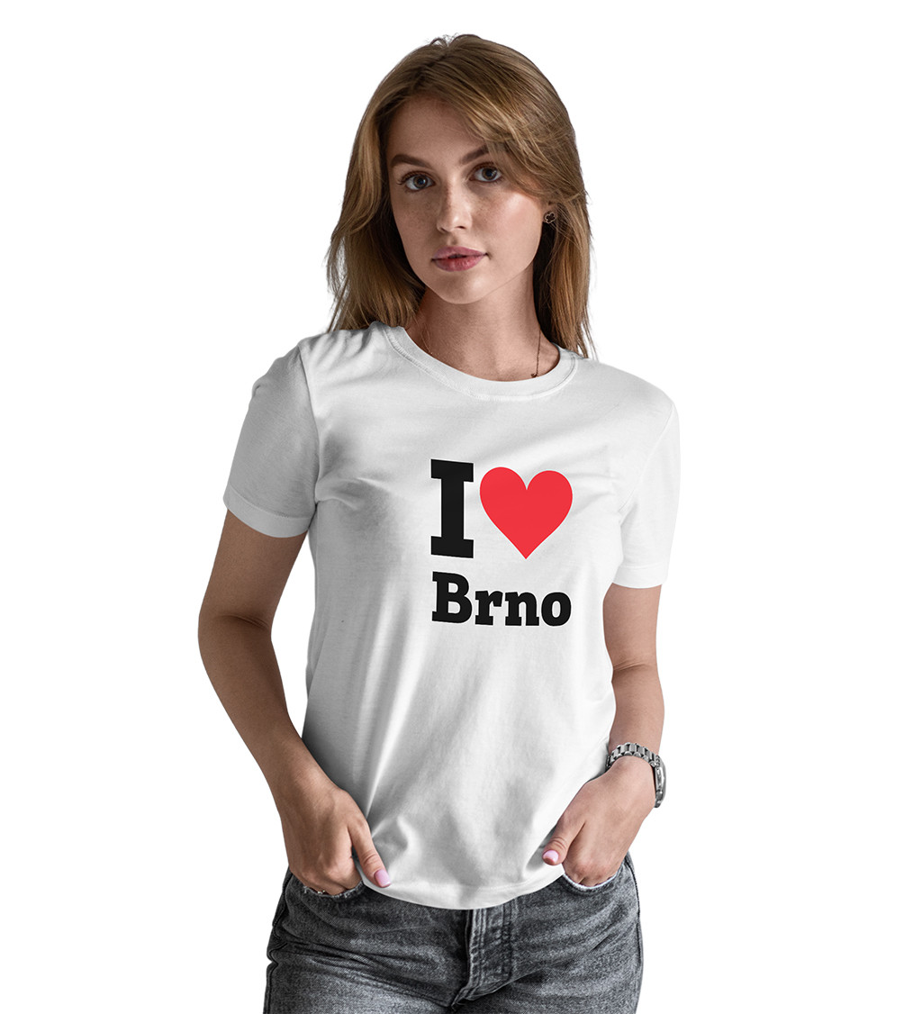 Dámské bílé tričko I love Brno