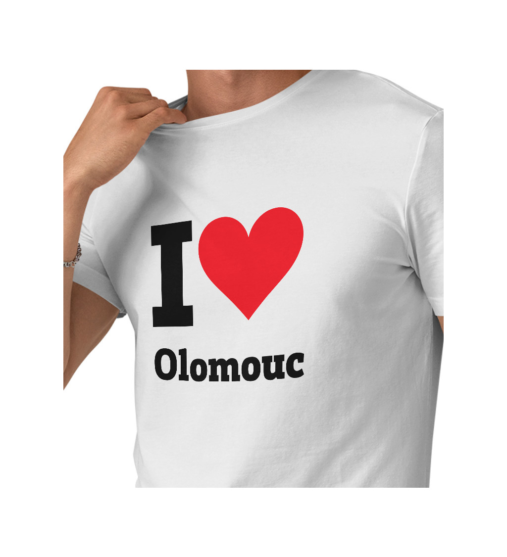Pánské bílé tričko I love Olomouc
