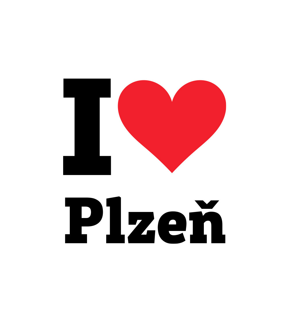 Pánské bílé tričko I love Plzeň