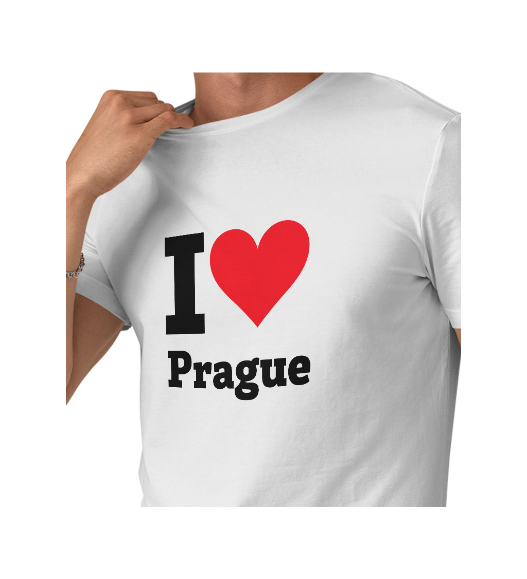 Pánské bílé tričko I love Prague