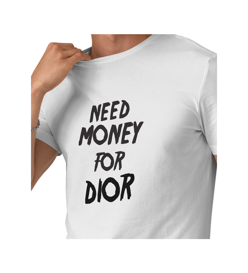 Pánské tričko bílé Need money for Dior