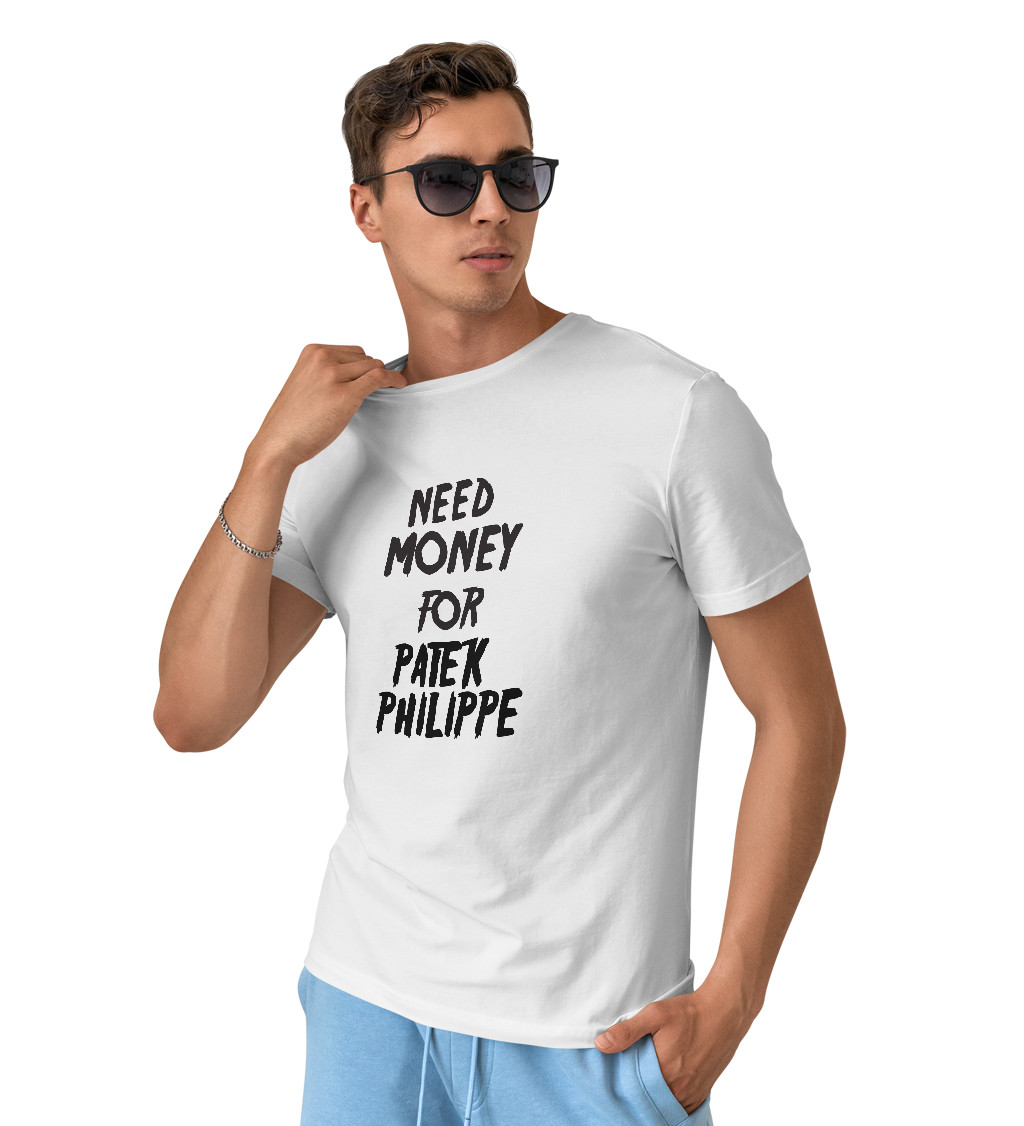 Pánské tričko bílé Need money for Philippe