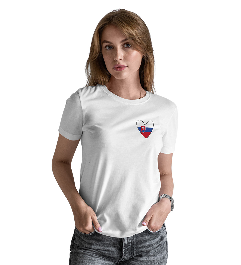 Dámské triko bílé - Srdce Slovensko