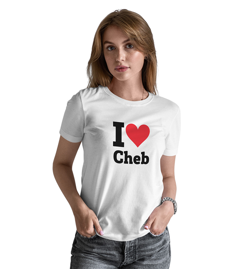 Dámské triko bílé - I love Cheb