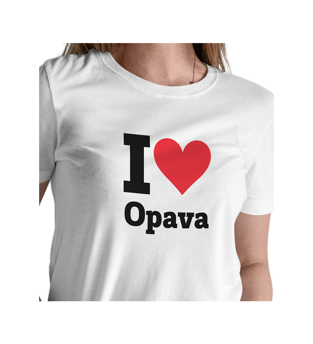 Dámské triko bílé - I love Opava