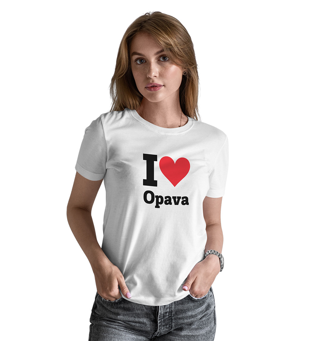 Dámské triko bílé - I love Opava