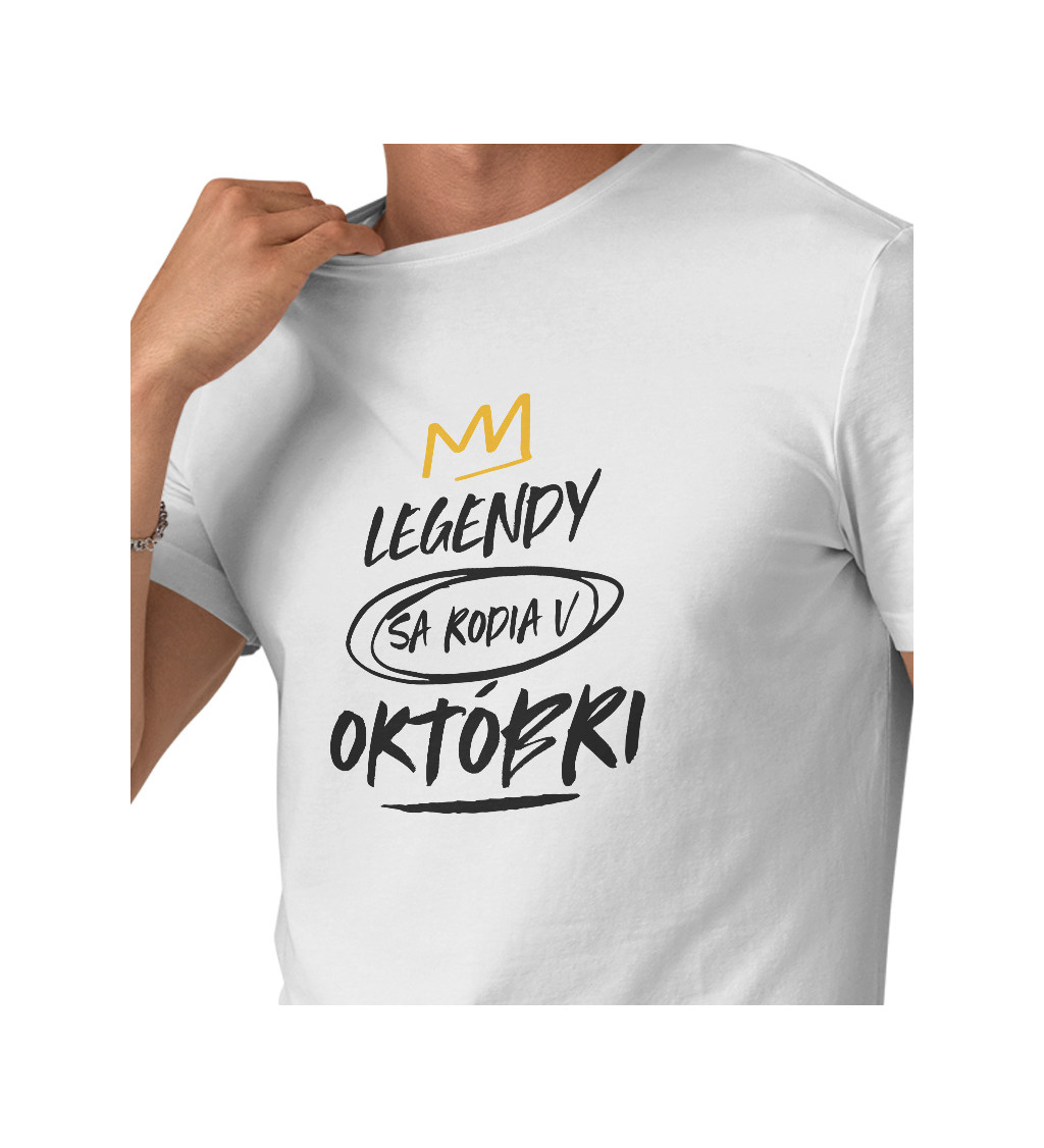 Pánske tričko biele Legendy sa rodia v októbri M