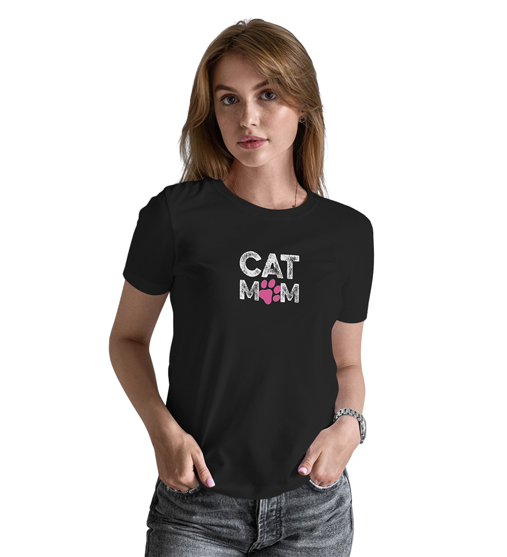Dámské triko černé-  Cat mom