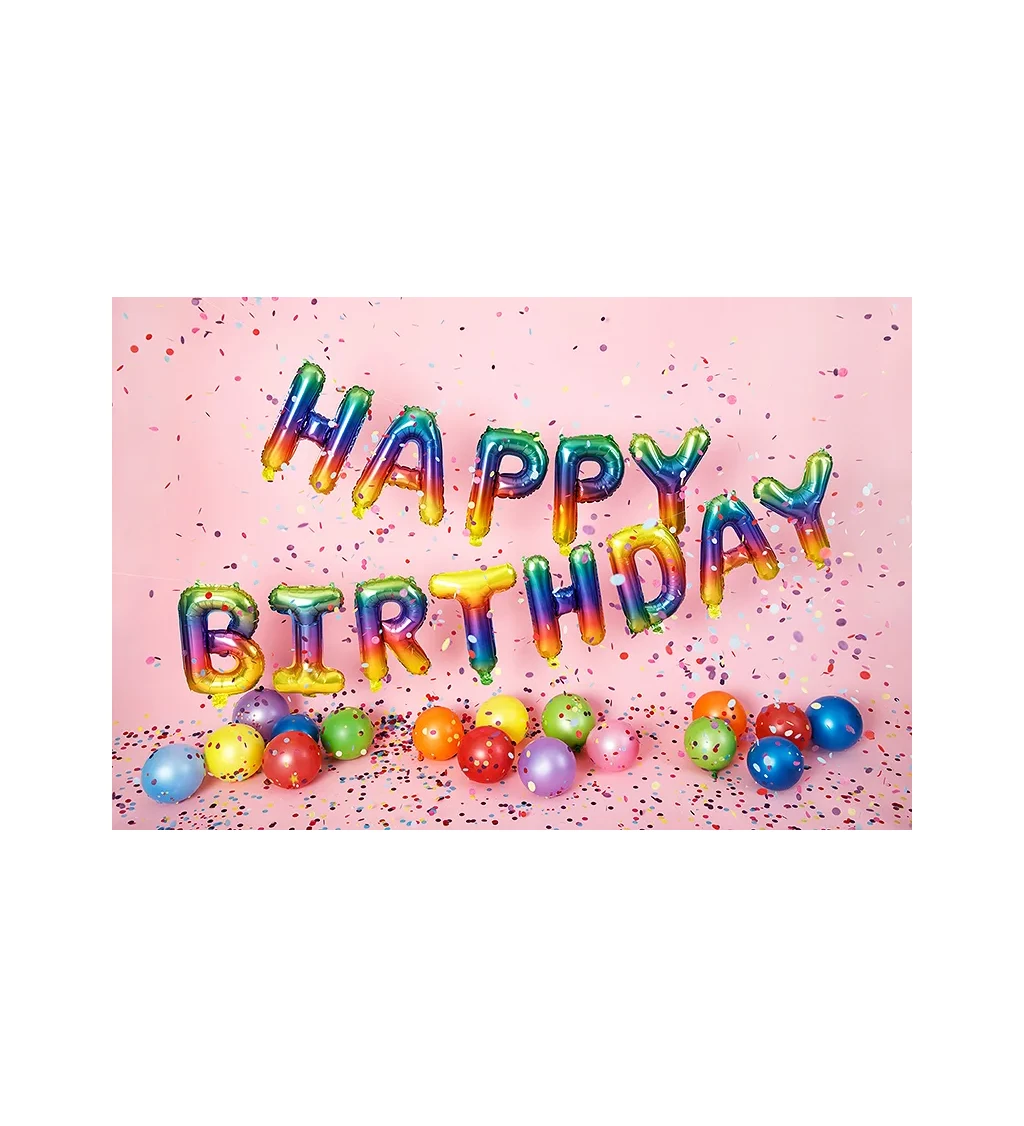 Girlanda s balónků - Happy birthday duhová