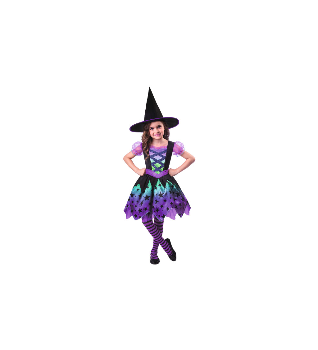 Fialová malá čarodějnice dětský kostým