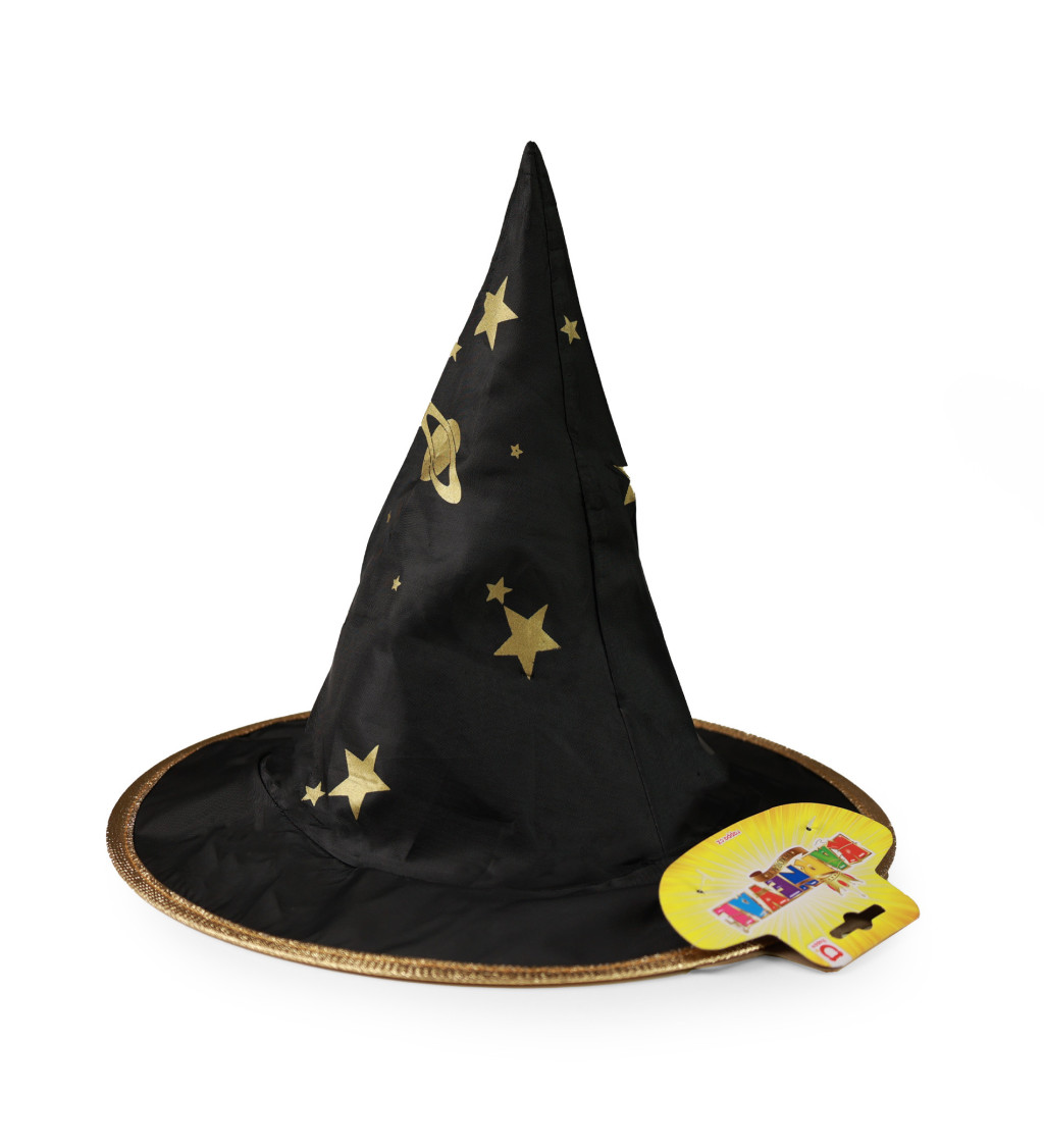Dětsky klobouk - Čaroděj, černo-zlatý