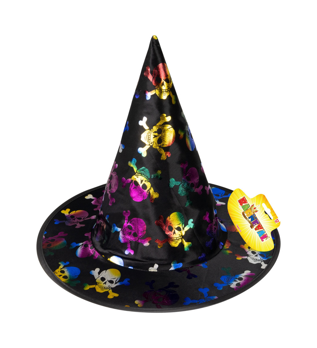 Dětský klobouk - čarodějnický, lebky