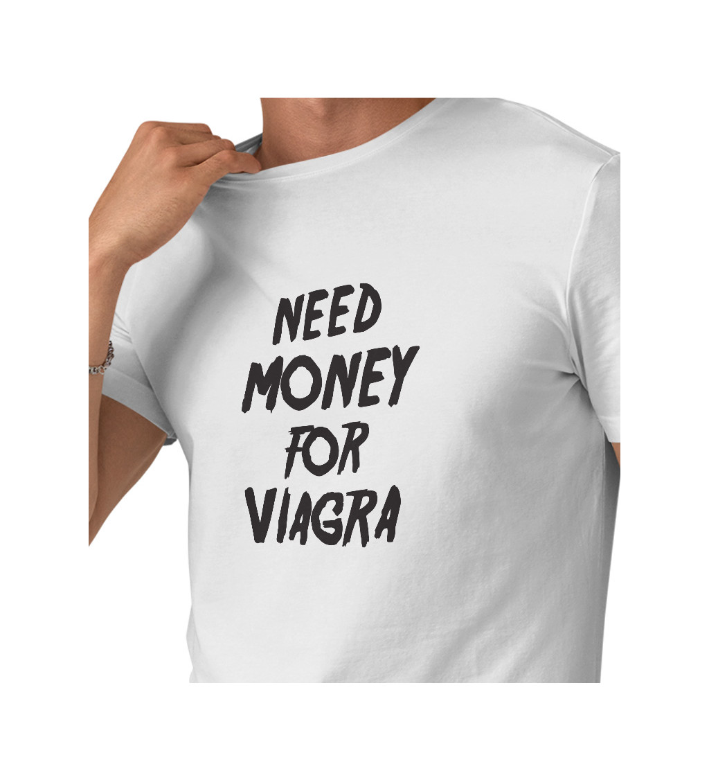 Pánské tričko bílé Need money for viagra S