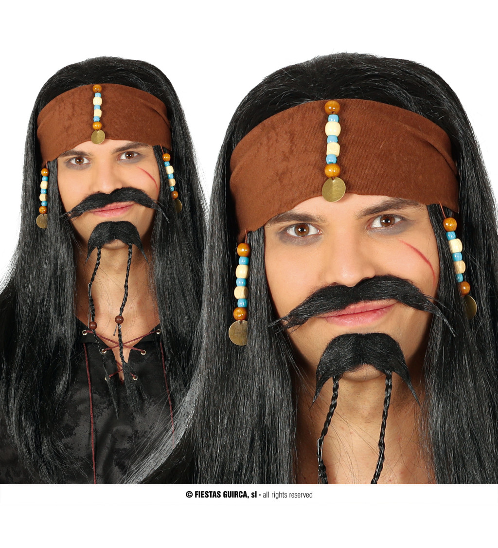 Pirátský vzhled s parukou a šátkem