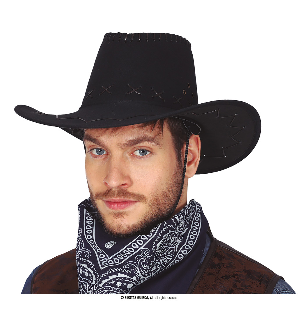 Černý kovbojský klobouk – syntetická kůže