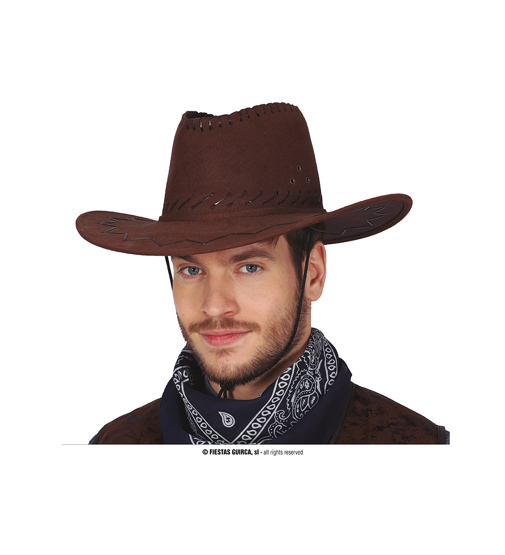 Hnědý kovbojský klobouk – syntetická kůže