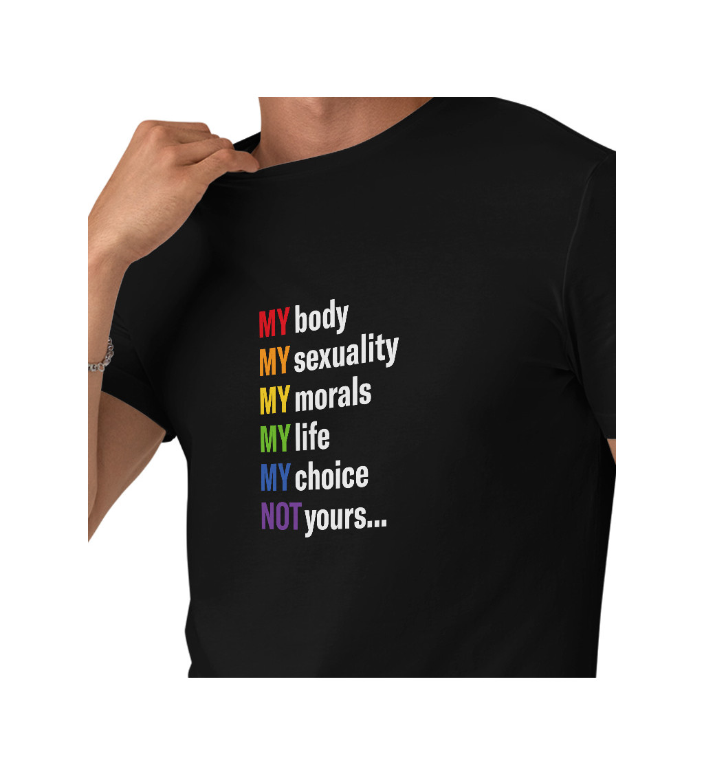 Pánské tričko černé My body,my sexuality S