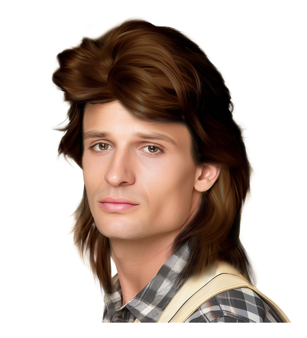 Paruka pánská mullet, hnědá