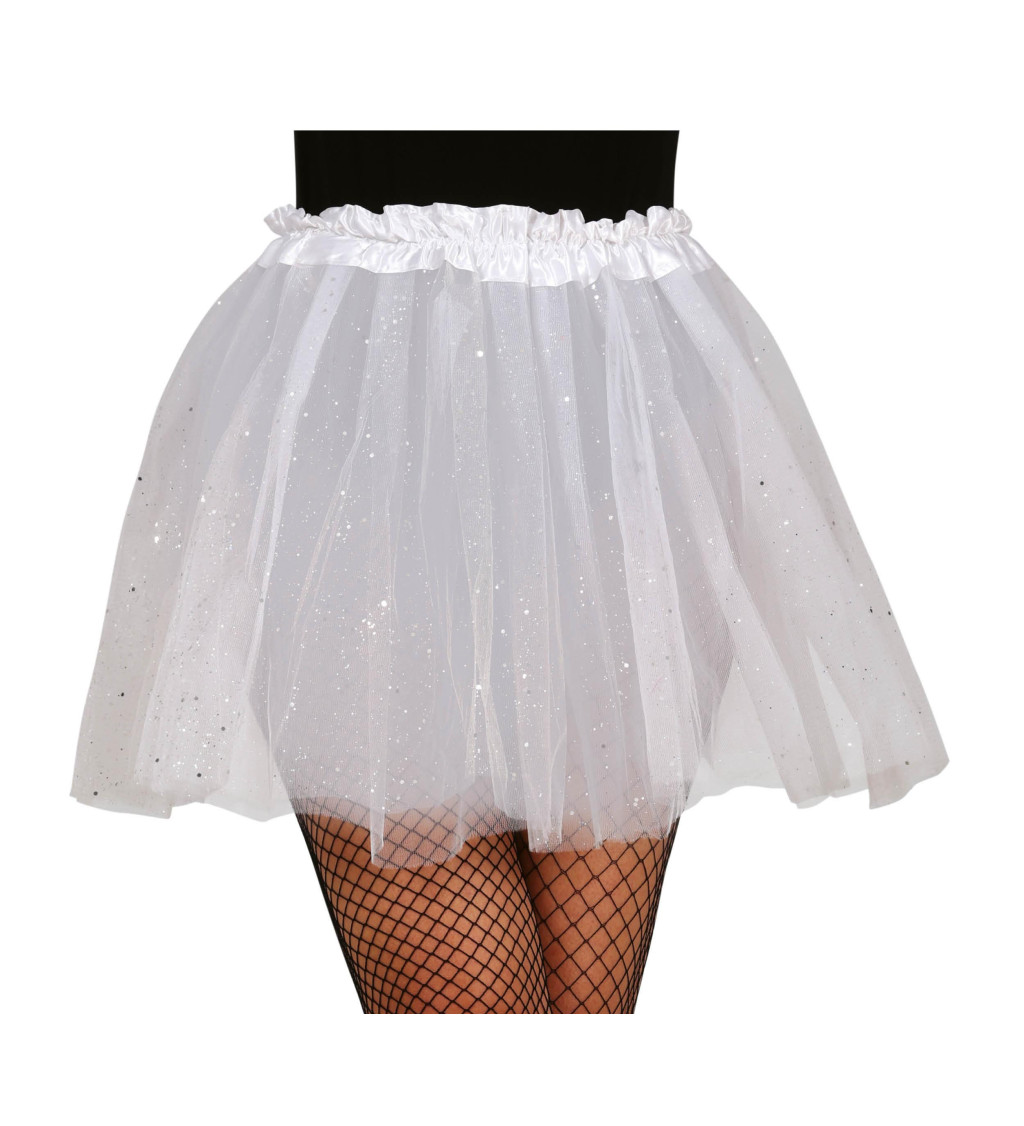 Bílá tutu sukně s třpytkami