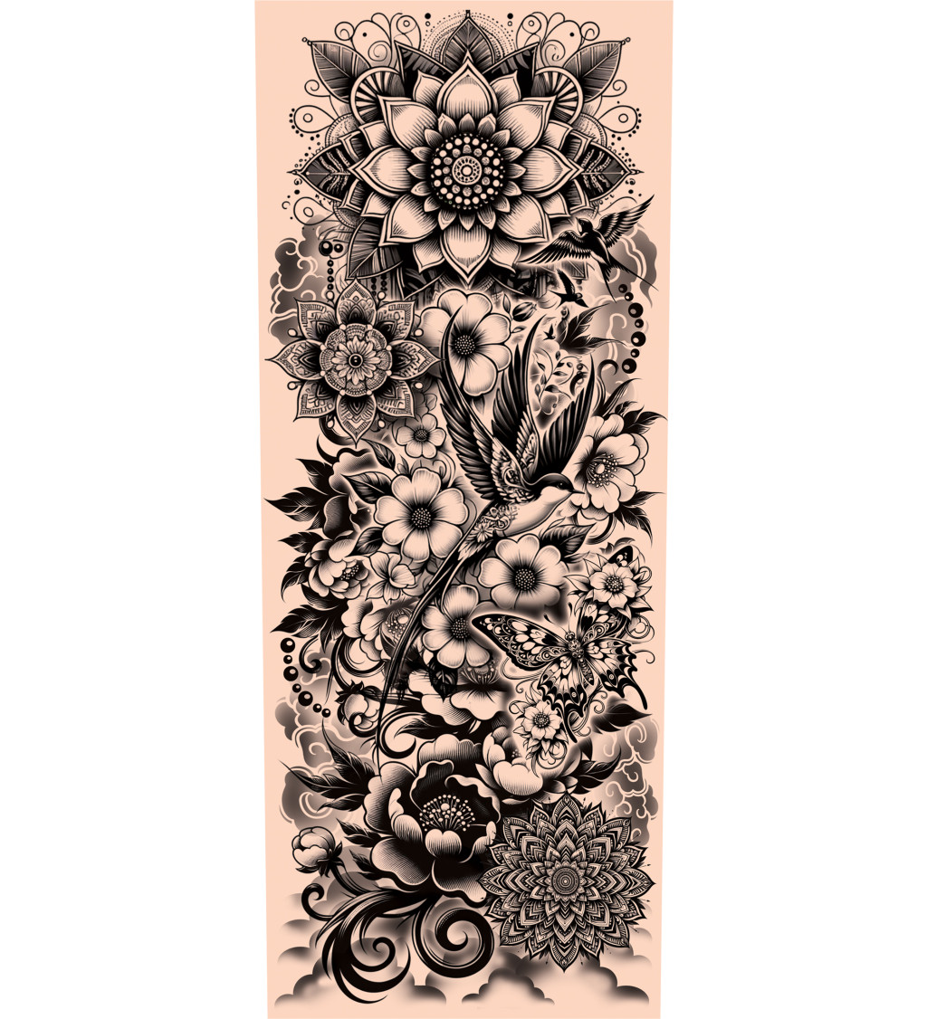 Tetovací rukáv – černobílý