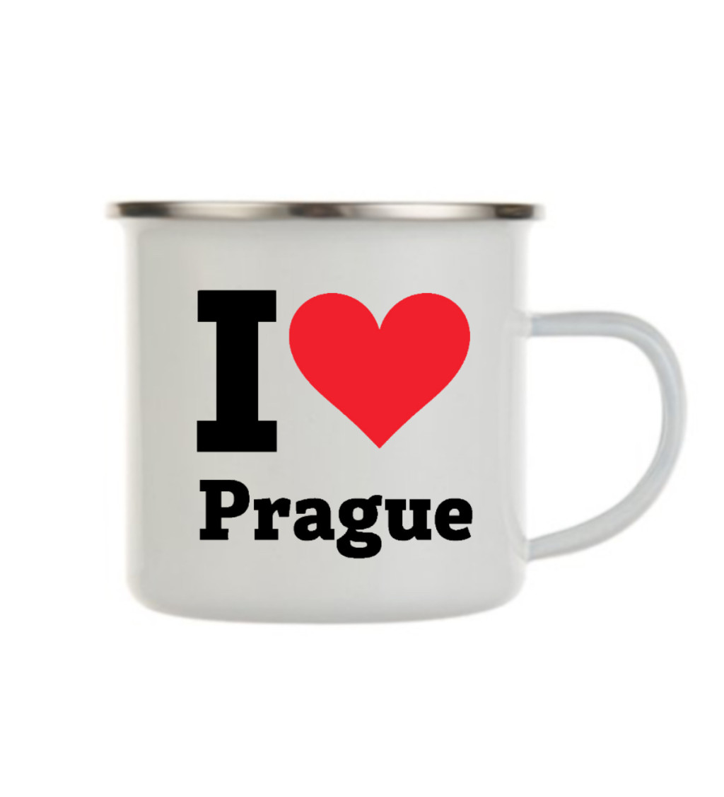 Plecháček bílý Pánské bílé triko I love Prague