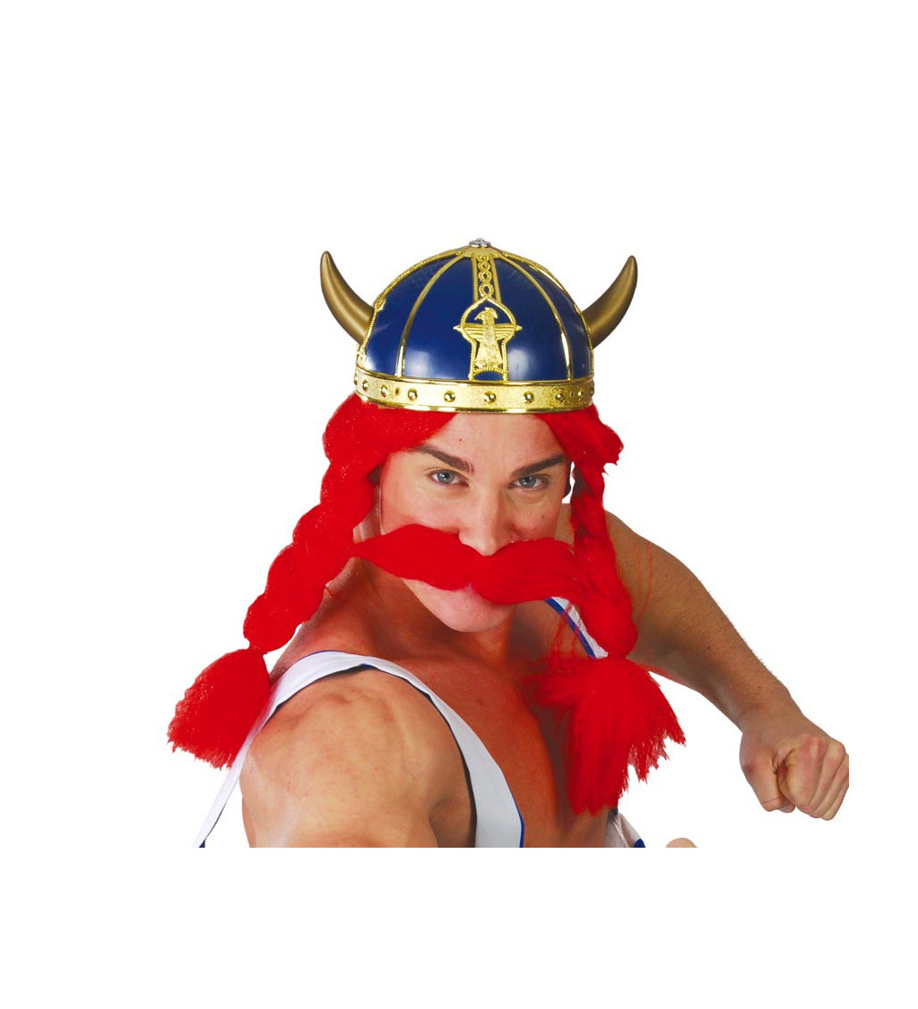 Modrá vikingská helma