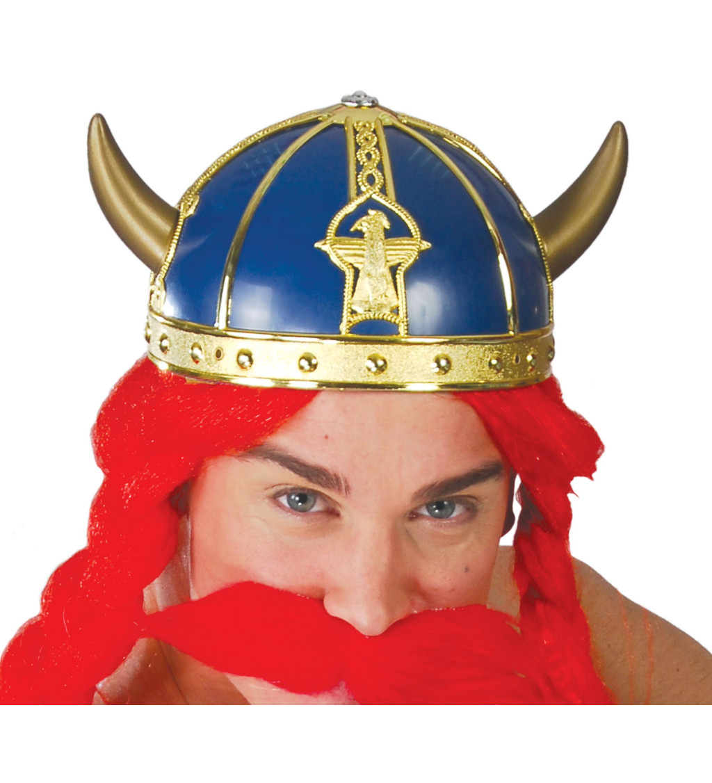 Modrá vikingská helma