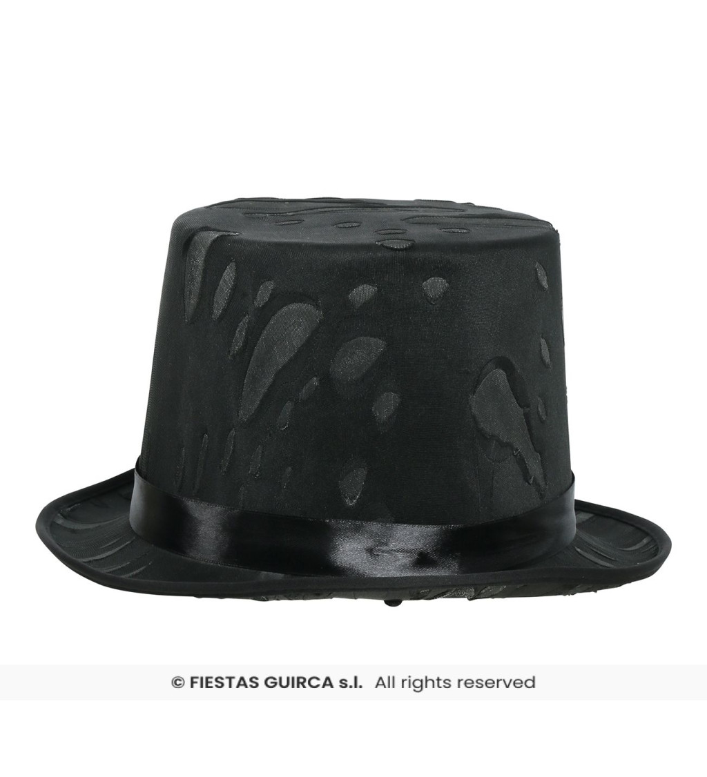 Černý cylindr s motivem pavučin