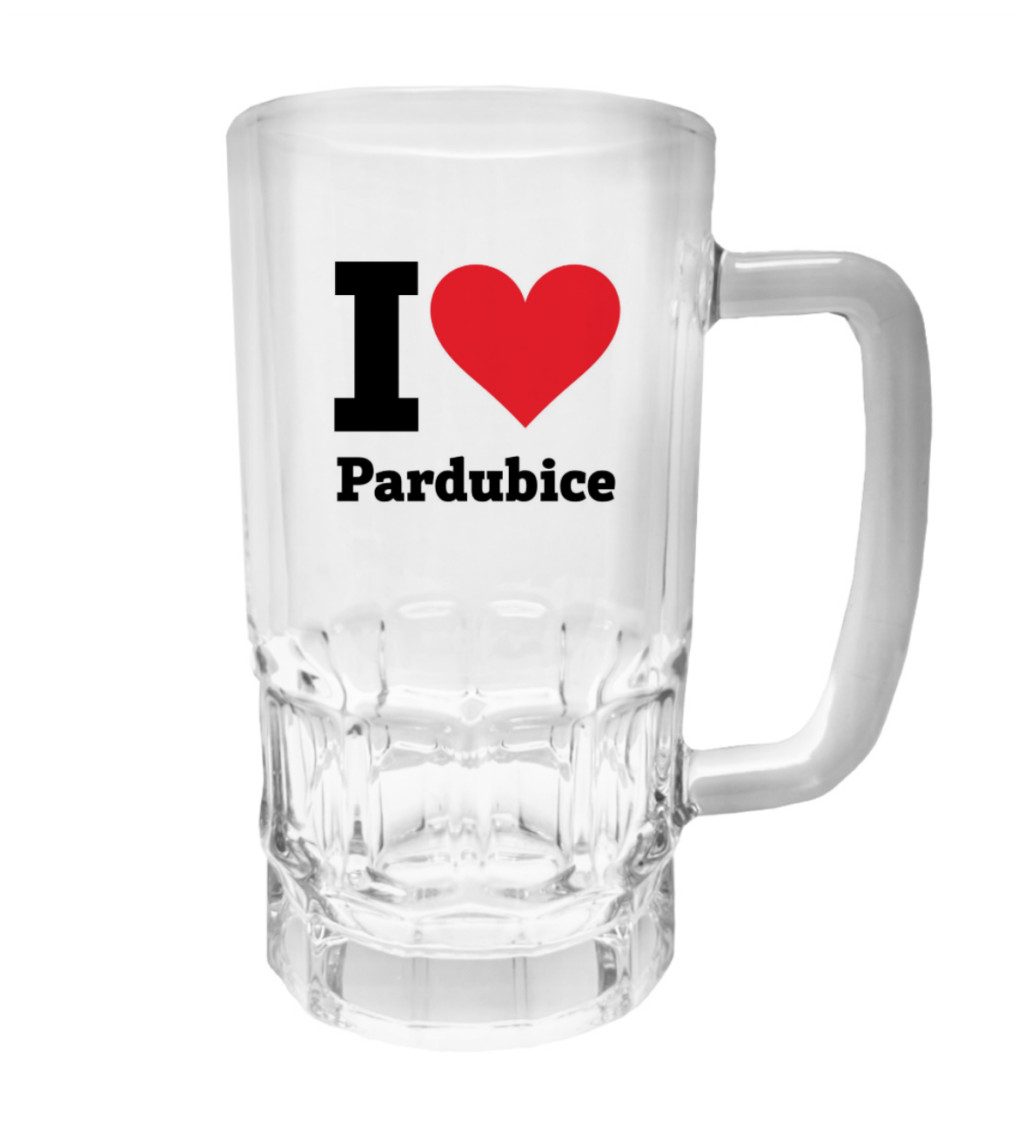 Půllitr s potiskem - I love Pardubice, 500 ml