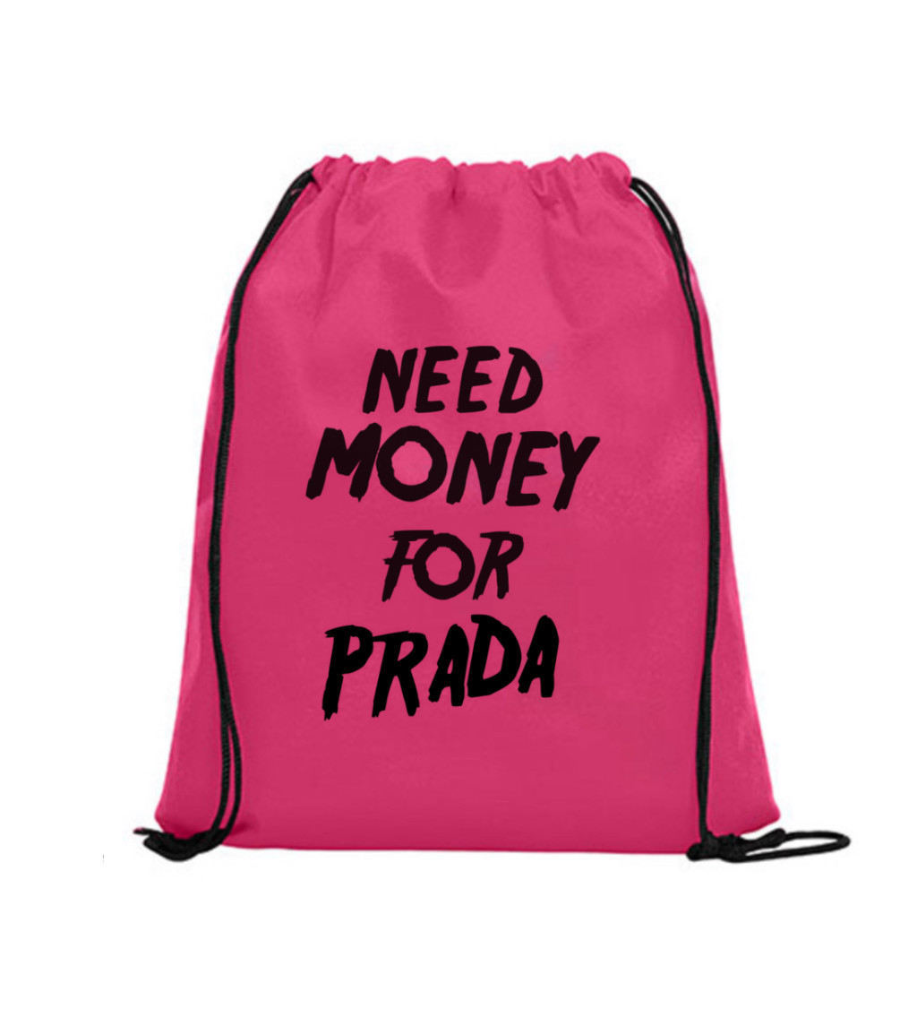 Vak na záda - Need money for Prada, 36x42 cm, bílý