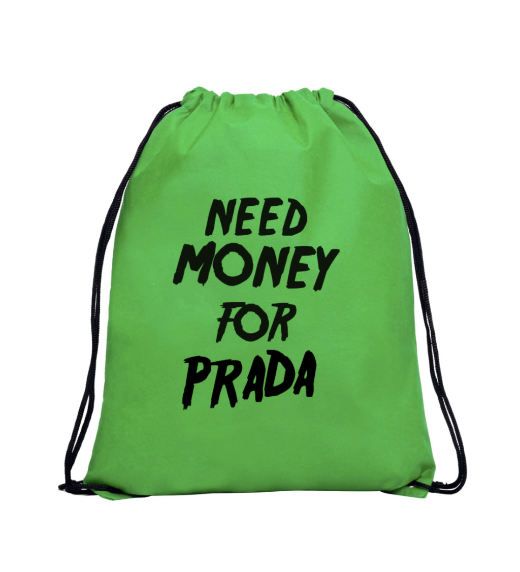 Vak na záda - Need money for Prada, 36x42 cm, bílý