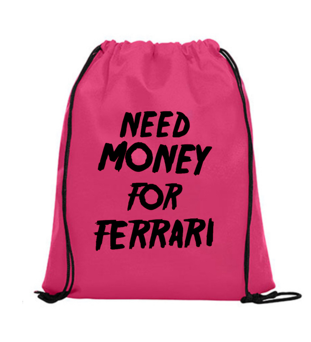 Vak na záda - Need money for Ferrari, 36x42 cm, bílý