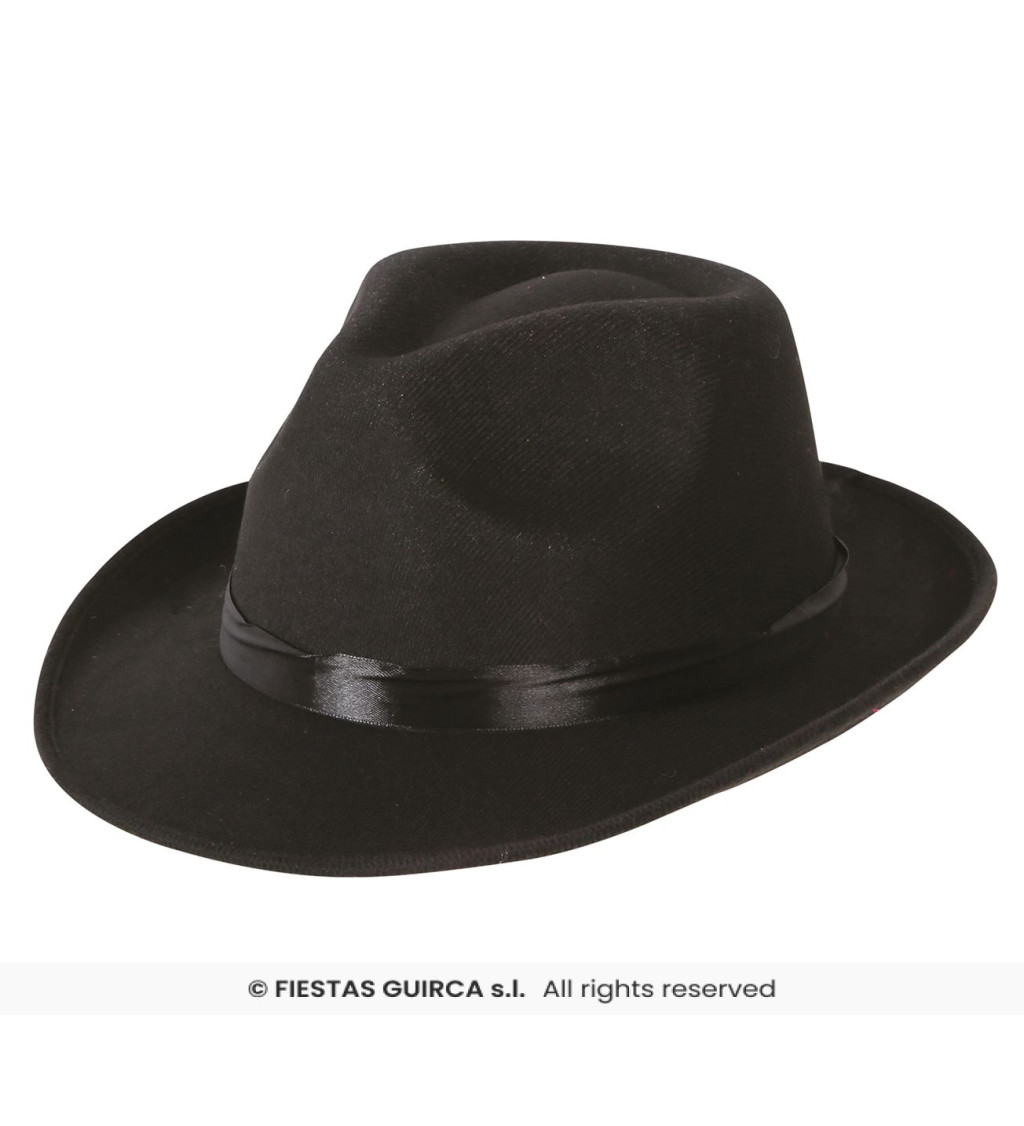 Gangsterský klobouk v černé barvě