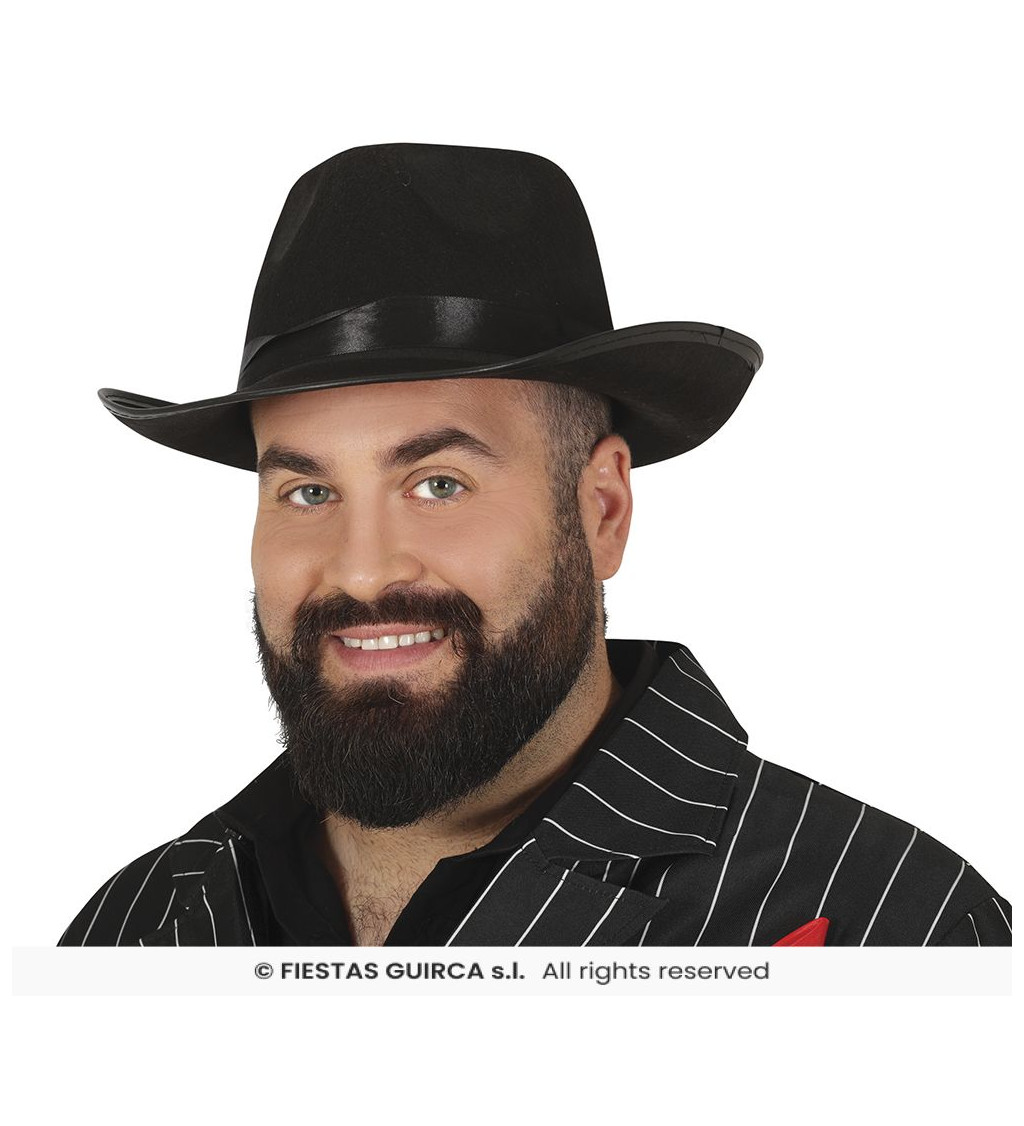 Gangsterský klobouk v černé barvě