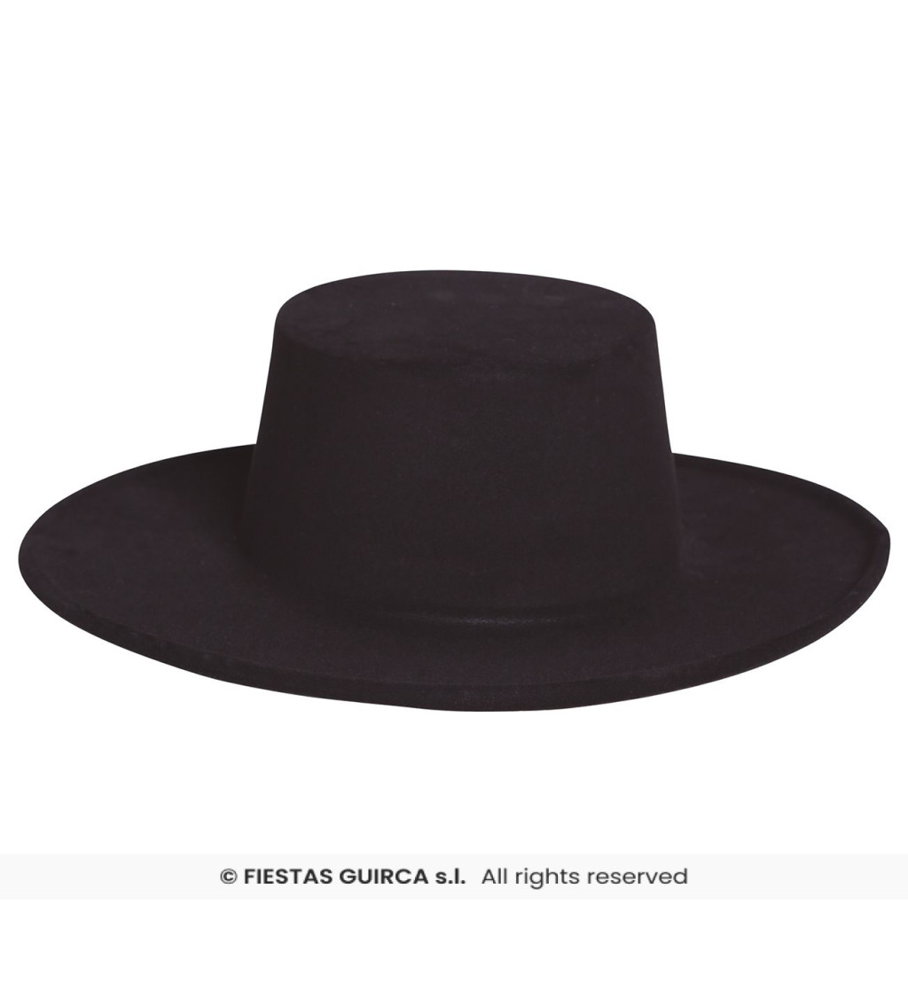 Semišový flamenco klobouk – černý