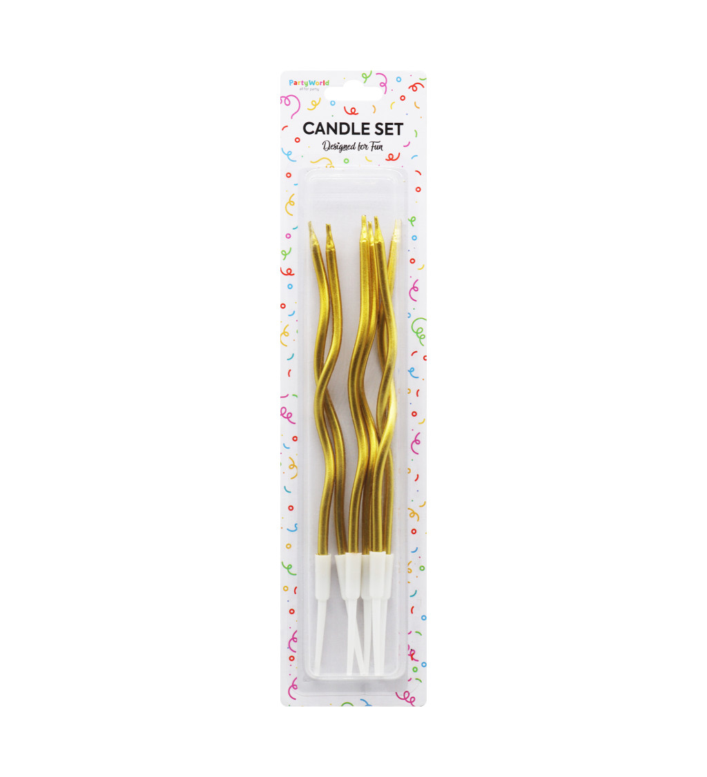 Spirálové narozeninové svíčky ve zlaté barvě – 6 ks