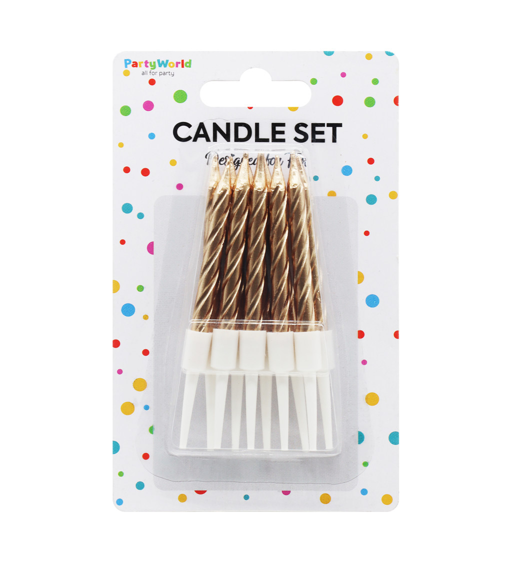 Spirálové narozeninové svíčky v rosegold barvě – 10 ks