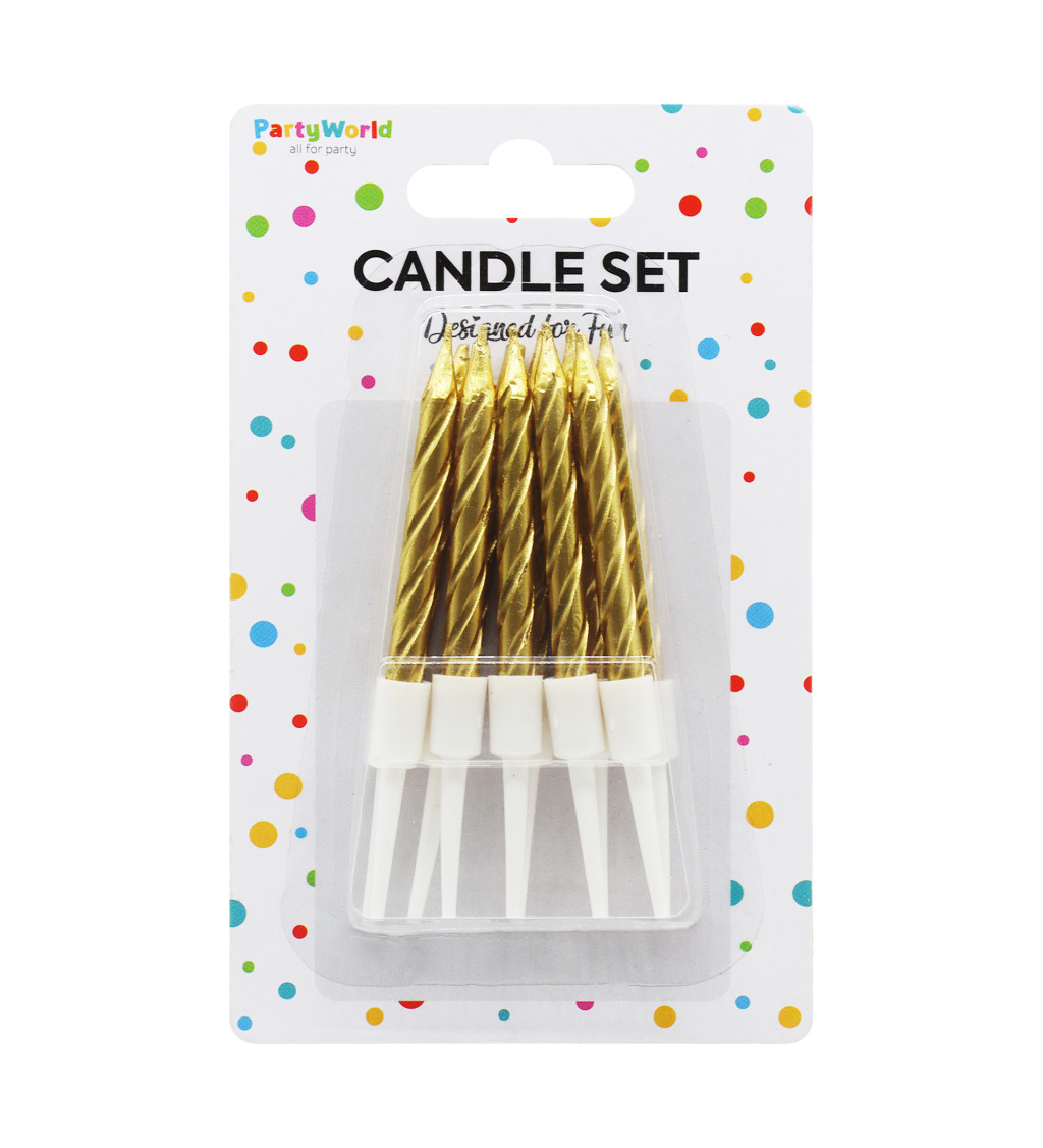 Spirálové narozeninové svíčky ve zlaté barvě – 10 ks