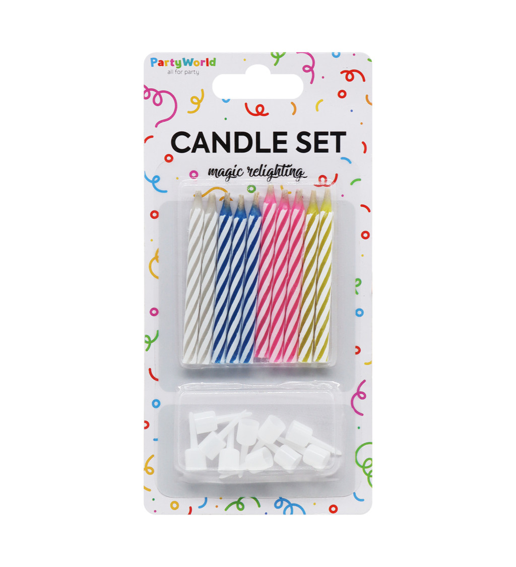 Zábavné nesfouknutelné svíčky na dort – 10 ks