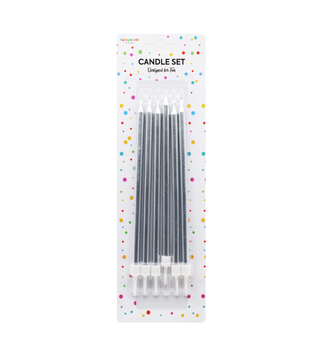 Narozeninové svíčky ve stříbrné barvě – 6 ks