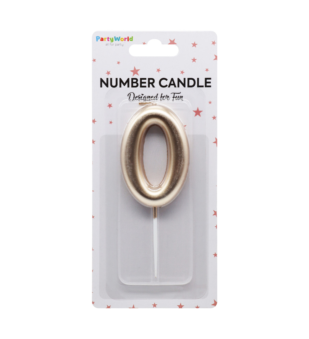 Rosegold narozeninová svíčka: číslo 0