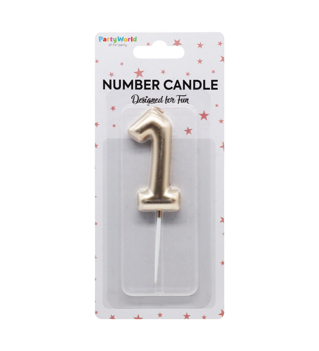 Rosegold narozeninová svíčka: číslo 1